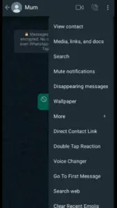 jtwhatsapp screenshot of menu