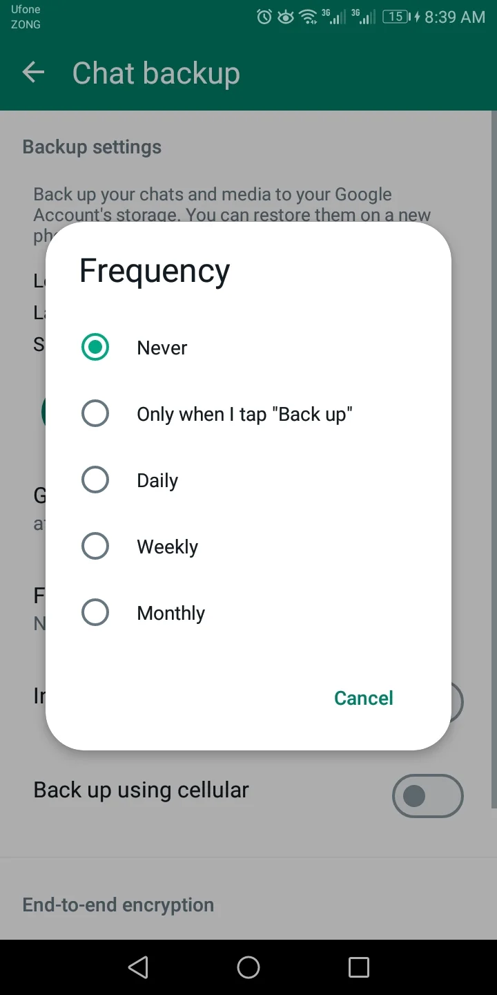 select frequency option