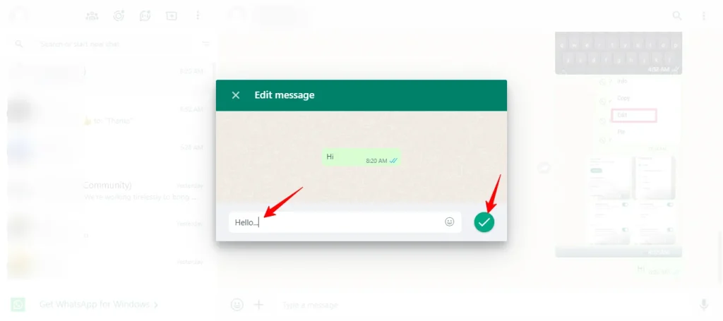 edit messages on whatsapp