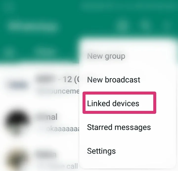 link devices option on whatsapp