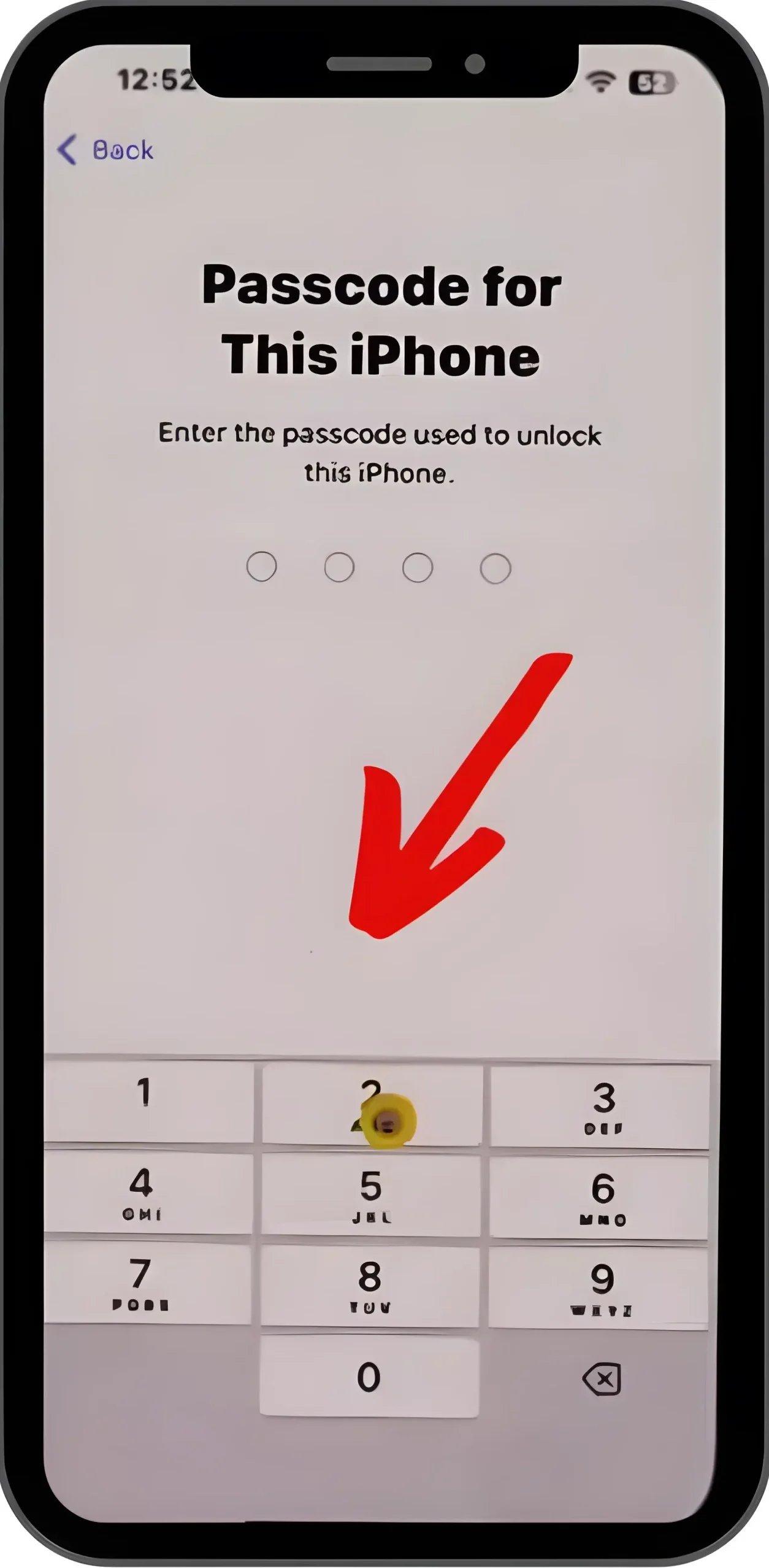 passcode for this iphone