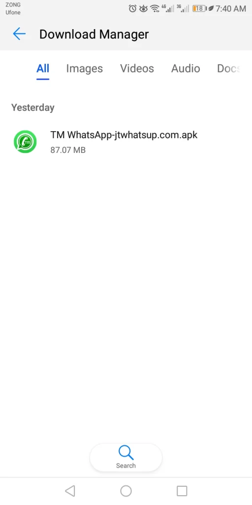TMWA APK file in device's file manager