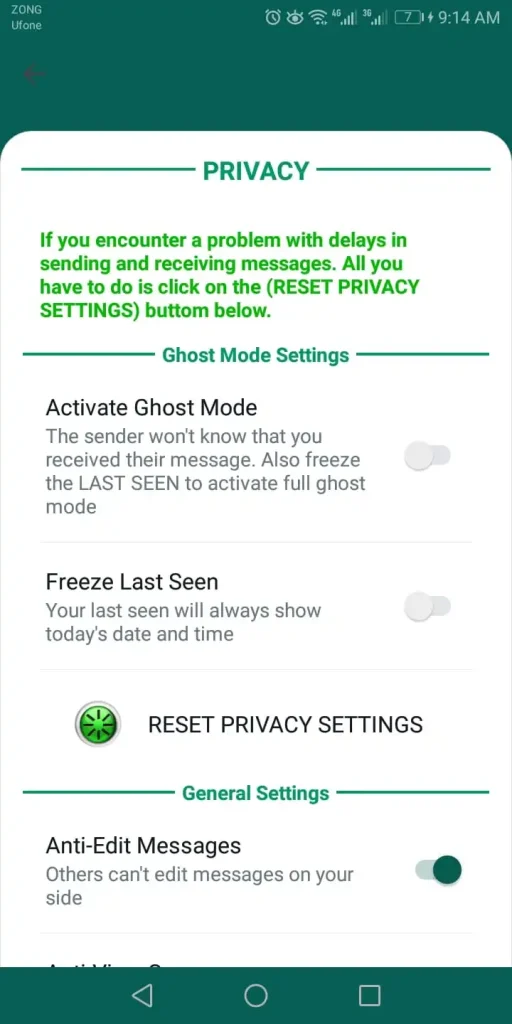 tmwhatsapp ghost model setting