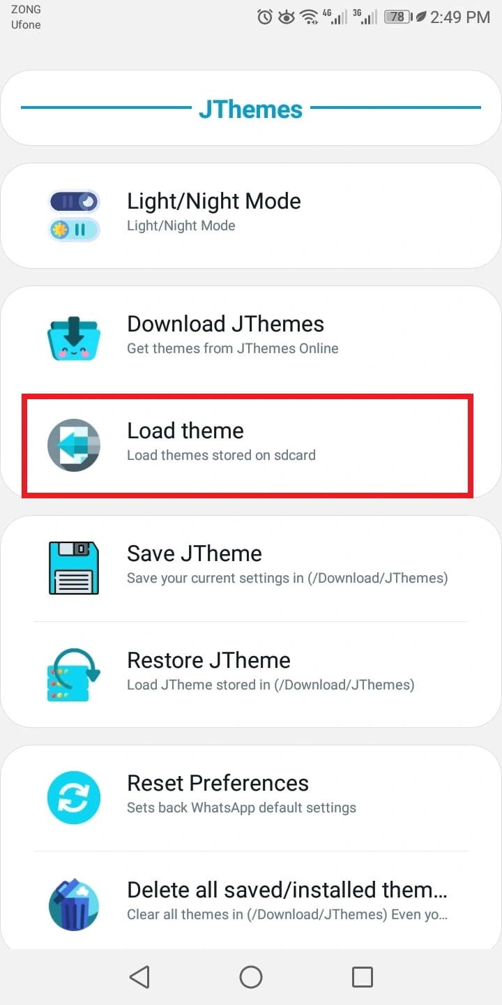load theme option